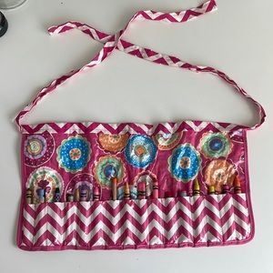 Kids Apron Crafty Mini Arts & Crafts - Pink Floral Belt Crayon Marker Holder